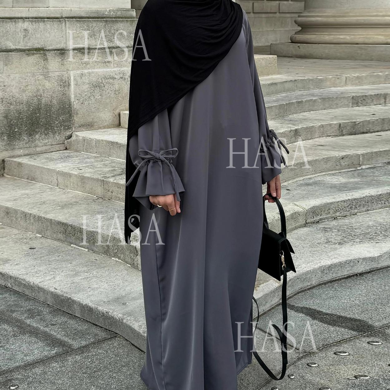 HS5861 Solid Color Sleeve Robe (without Headscarf), Elegant Temperament Instantly abaya girl