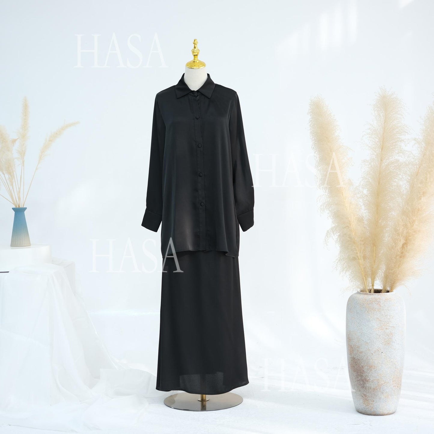 HS5874 Gentle Lace-up Two-piece Suit, Simple Texture, First Choice for Daily Wear abaya girl