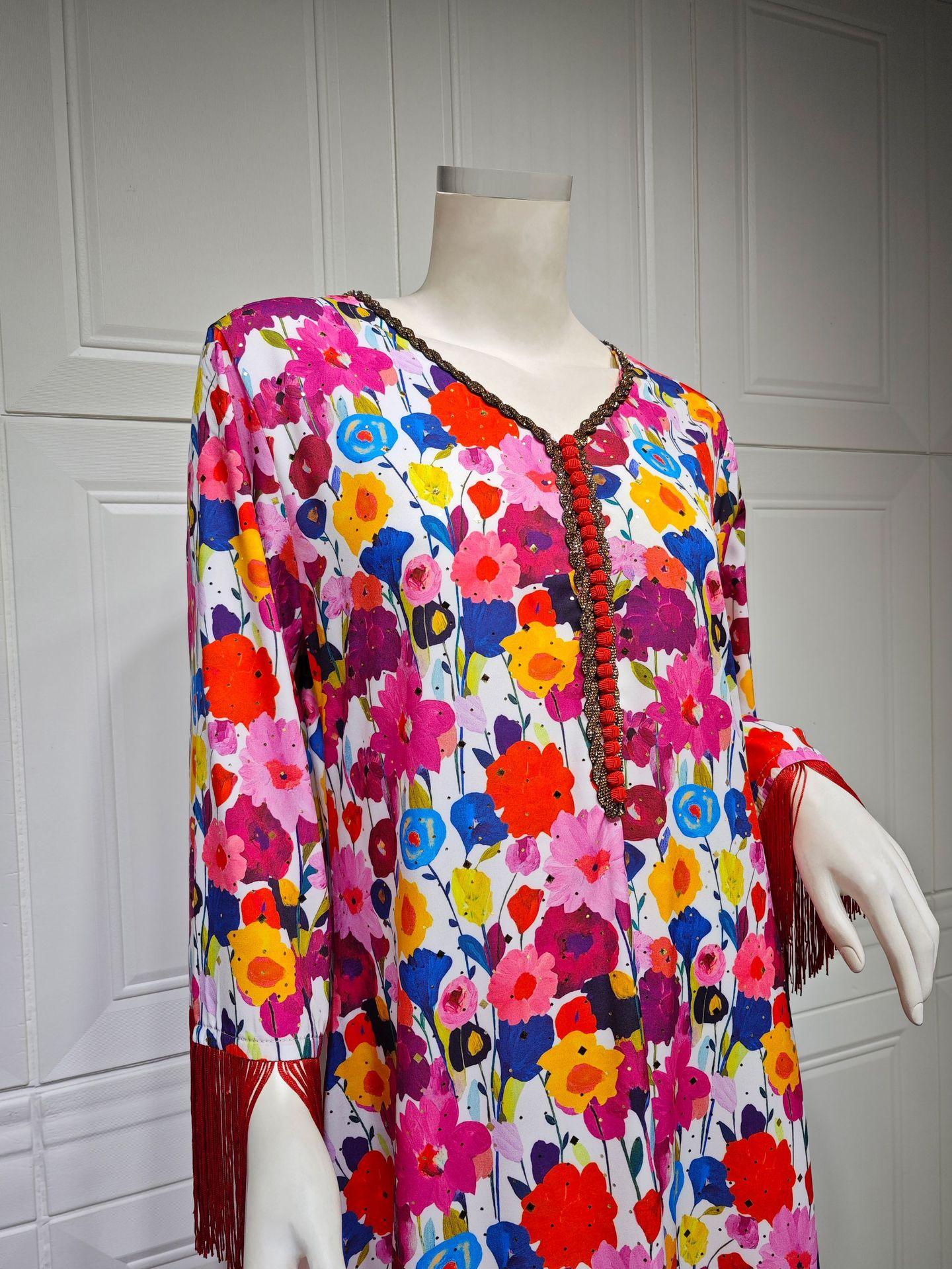 HASASERIES HS1080 Abaya musulmane décontractée imprimée