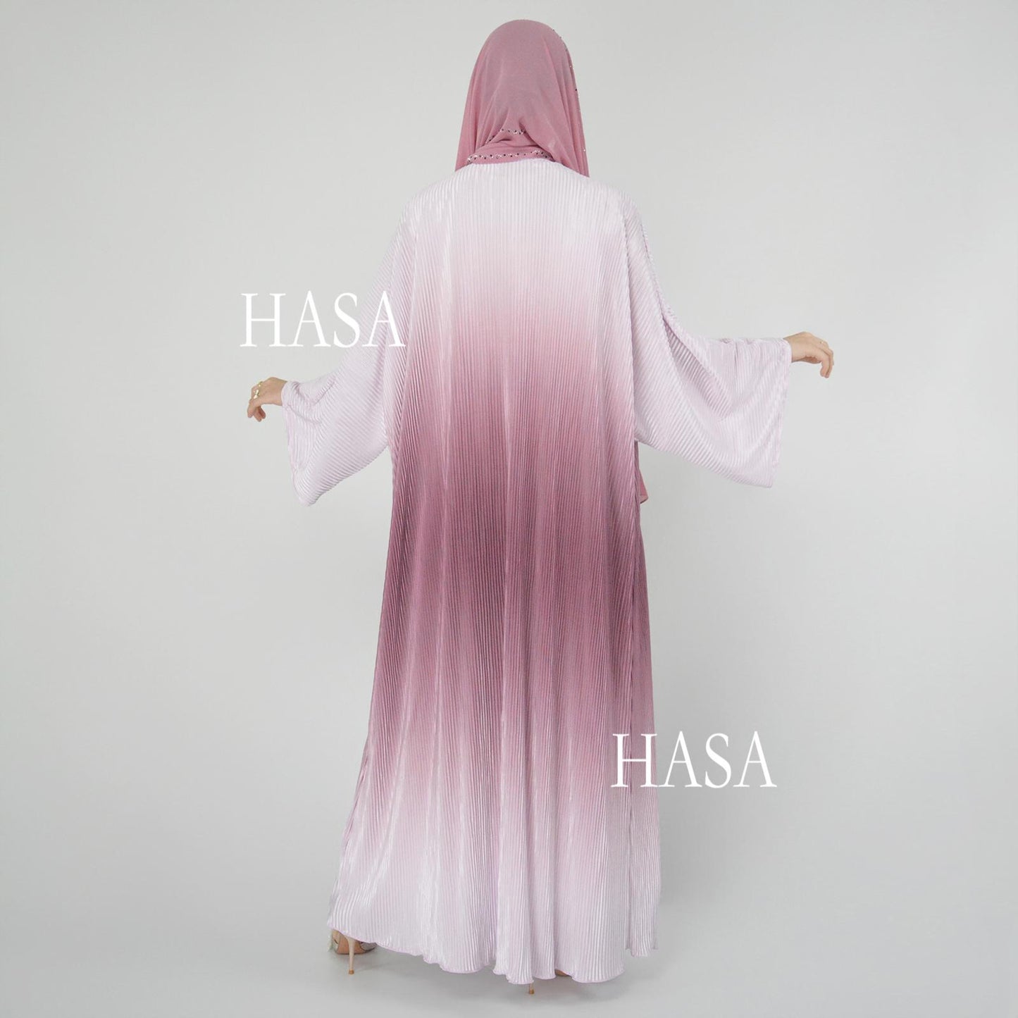 HS6321 Lightweight Ombré Cardigan with Elegant Pleats