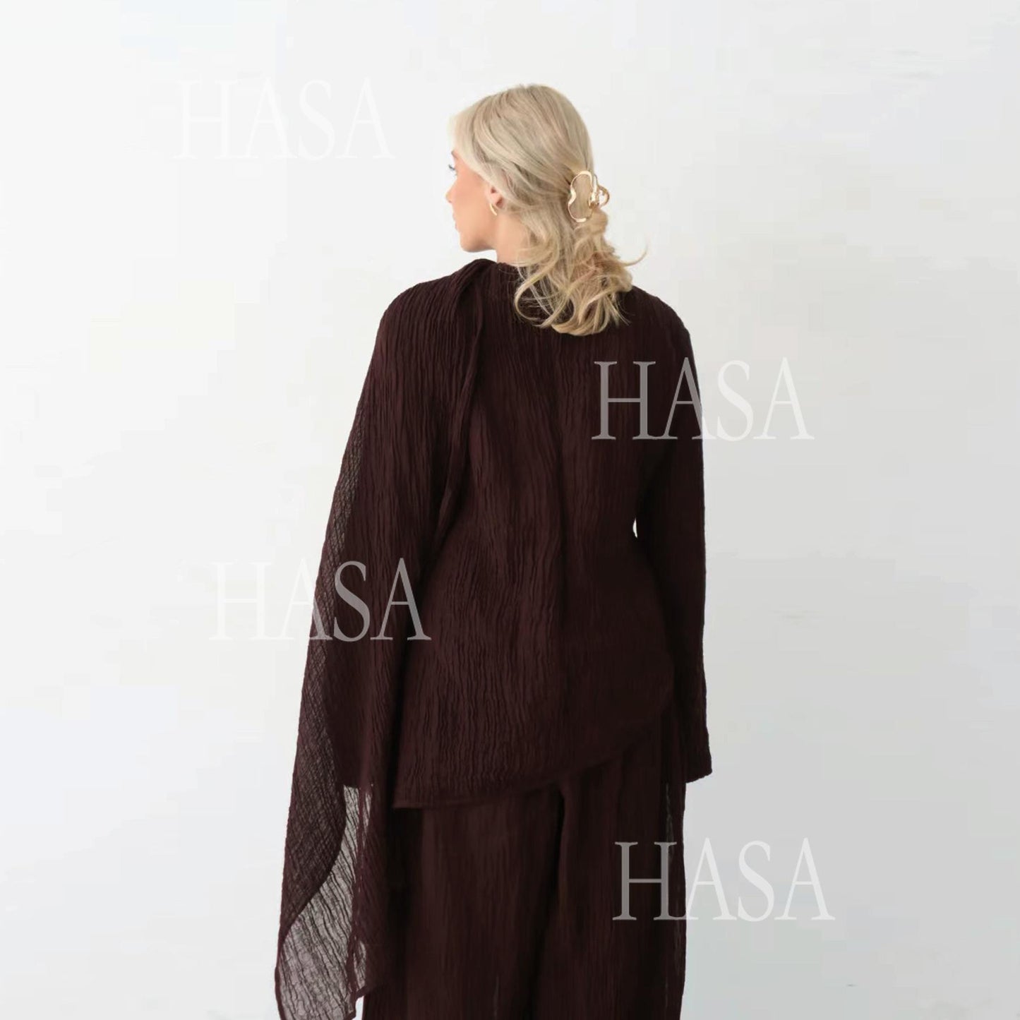 HS6568 Solid Color Design Top + Pants Two-piece Set for Daily Personality Wear