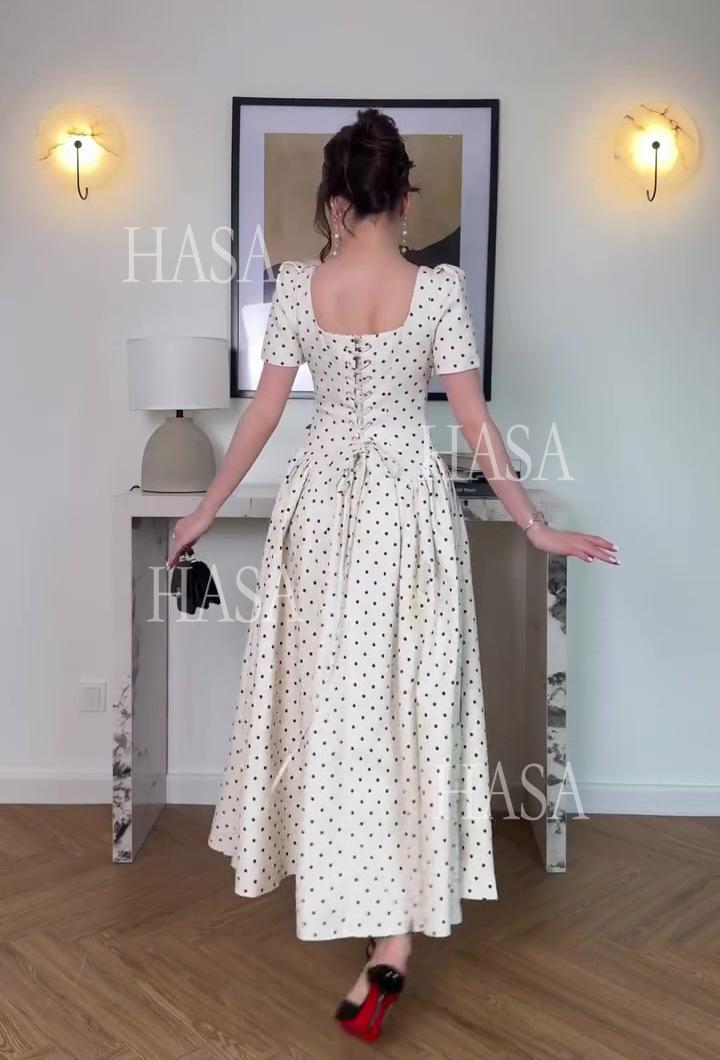 HASA HS6754 Soft Girl Polka Dot Maxi Dress