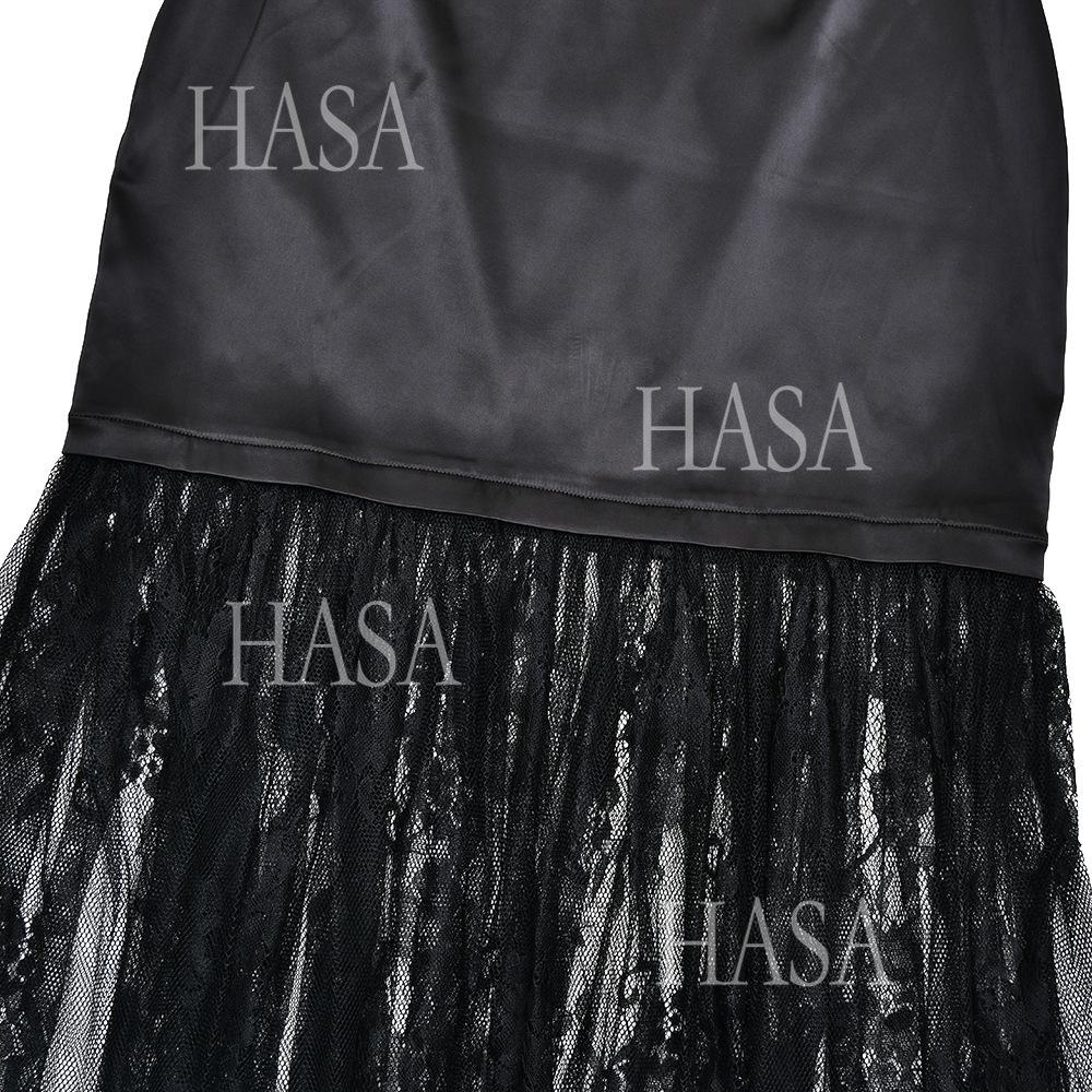 HASA HS6767 Minimal Glam Lace Panel Bodycon Dress