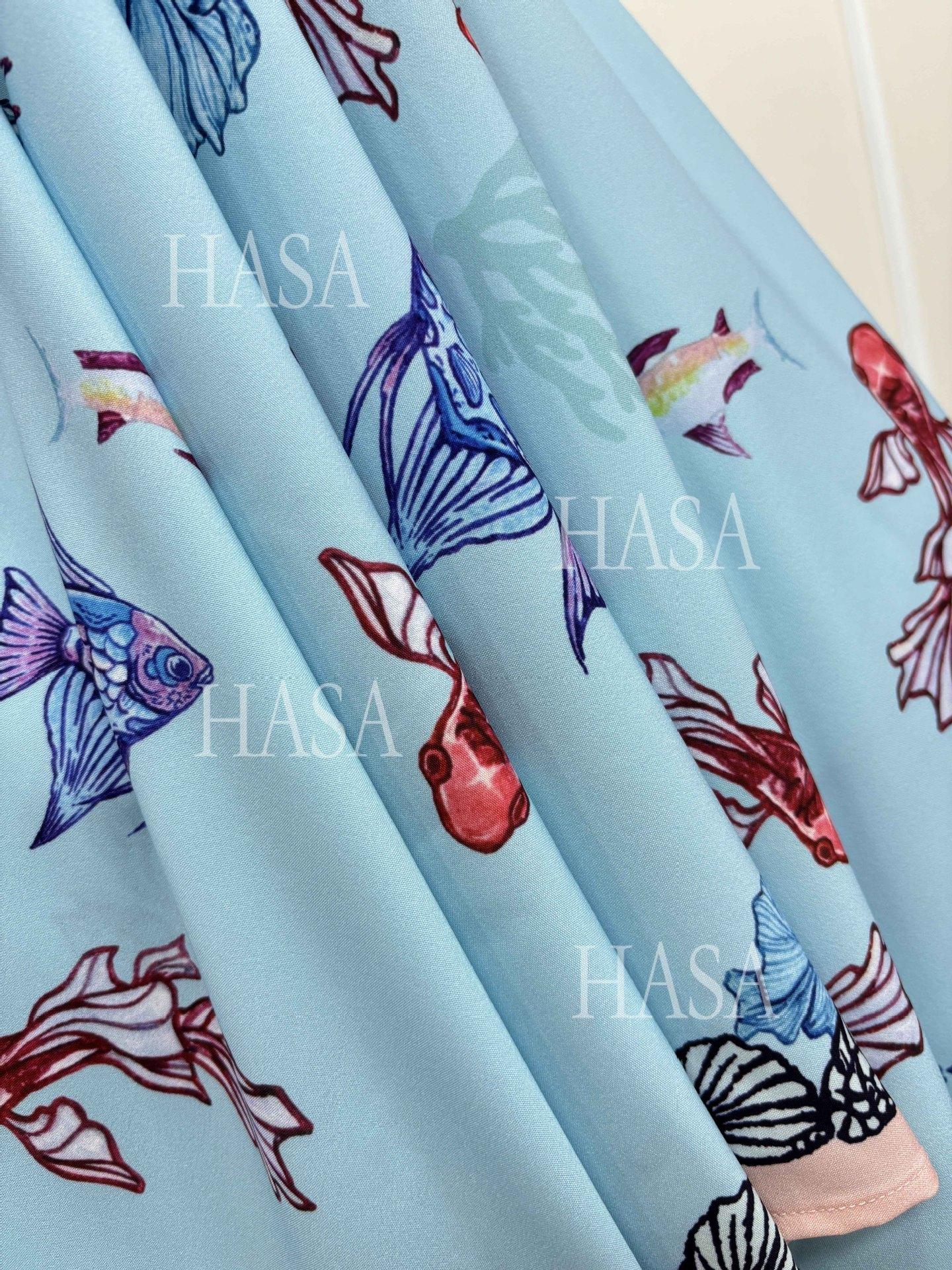 HASA HS6808 Modest Floral Maxi Abaya Cardigan