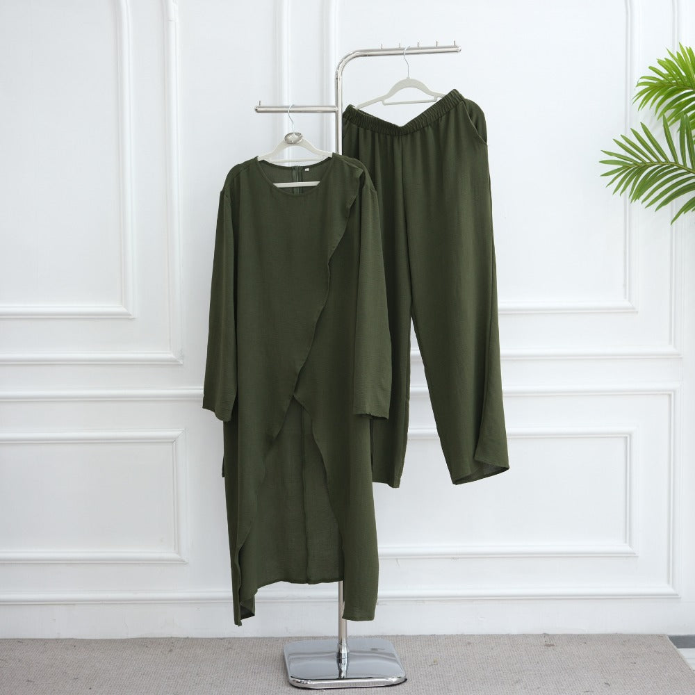 HS6605 Stylish asymmetrical two-piece set (with optional headscarf)