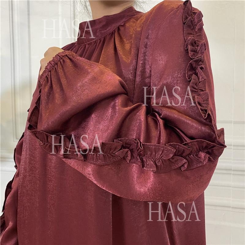 HS6591 Solid Color Turtleneck Long Sleeve Dress with Pleated Waistband
