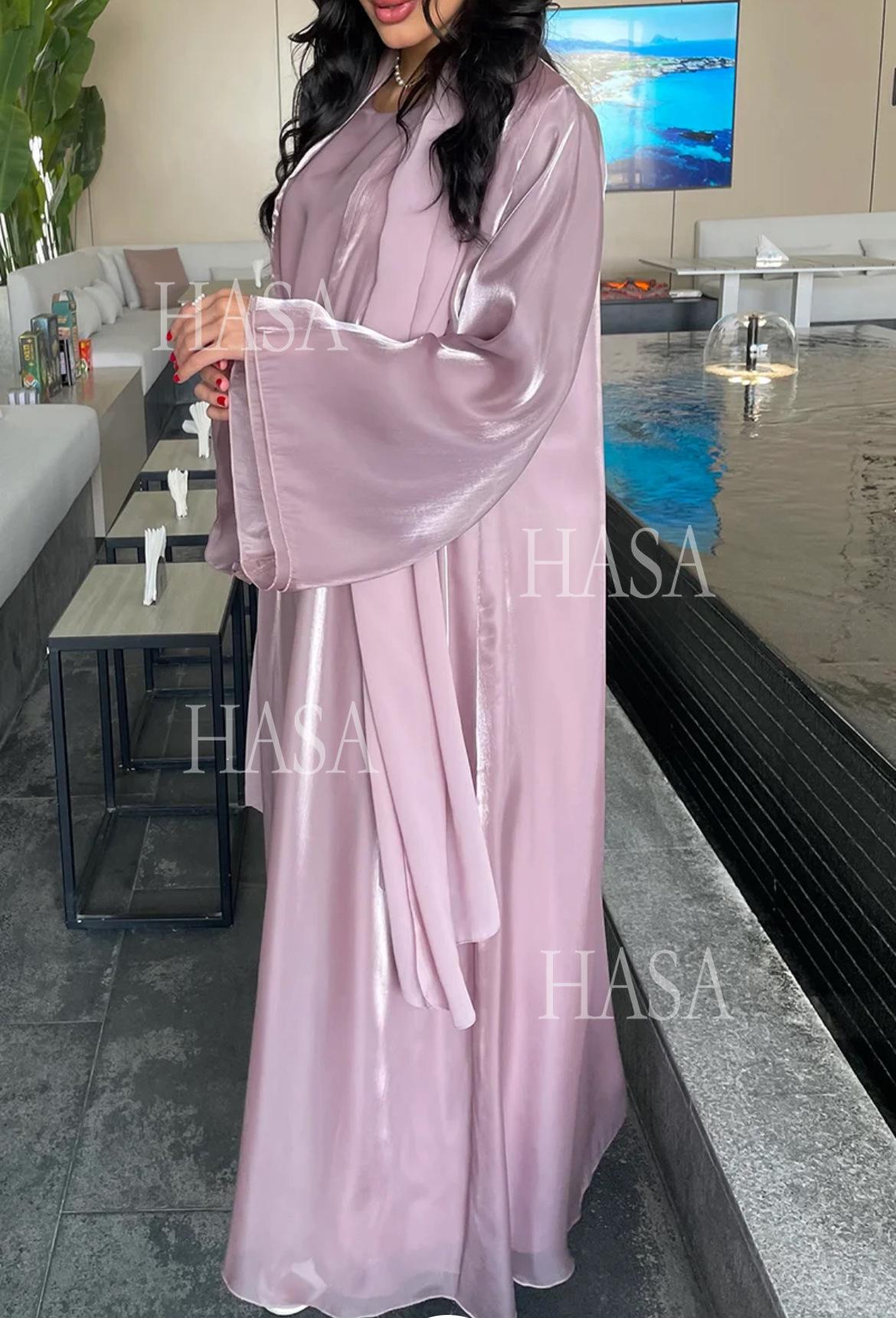 HS6579 Women's Purple Organza Two-Piece Robe (Long Skirt + Jacket)