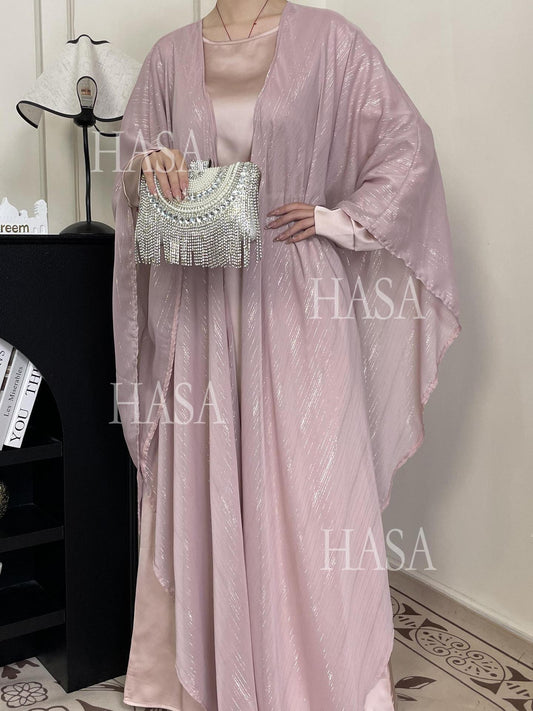 HS6571 Gold embellished long Abaya skirt set