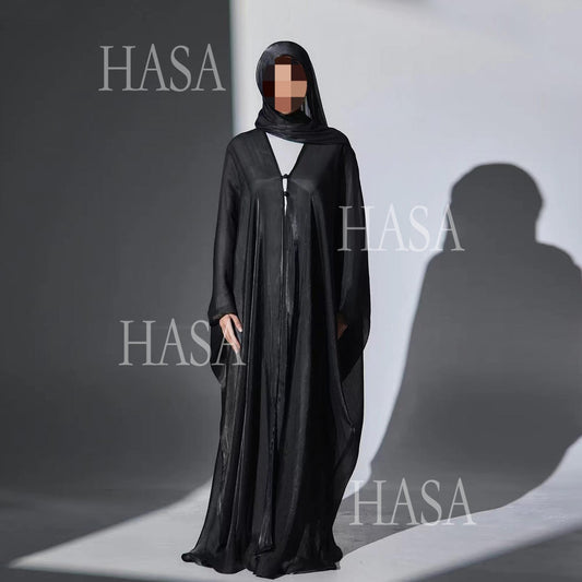 HS6534 Elegant Island Wrinkle Texture Solid Color Cardigan Robe