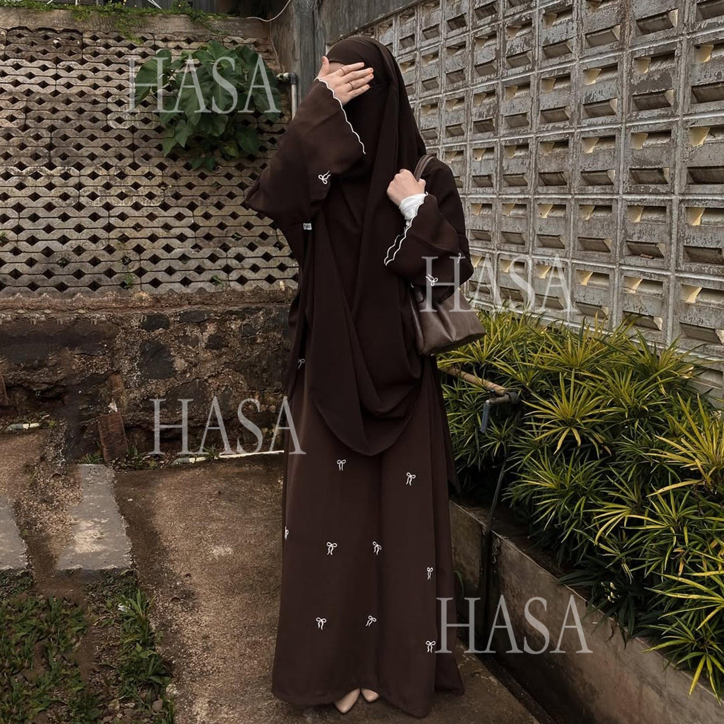 HS6558 Bow Embroidered Long Sleeve Dress - Swing Fashion Style