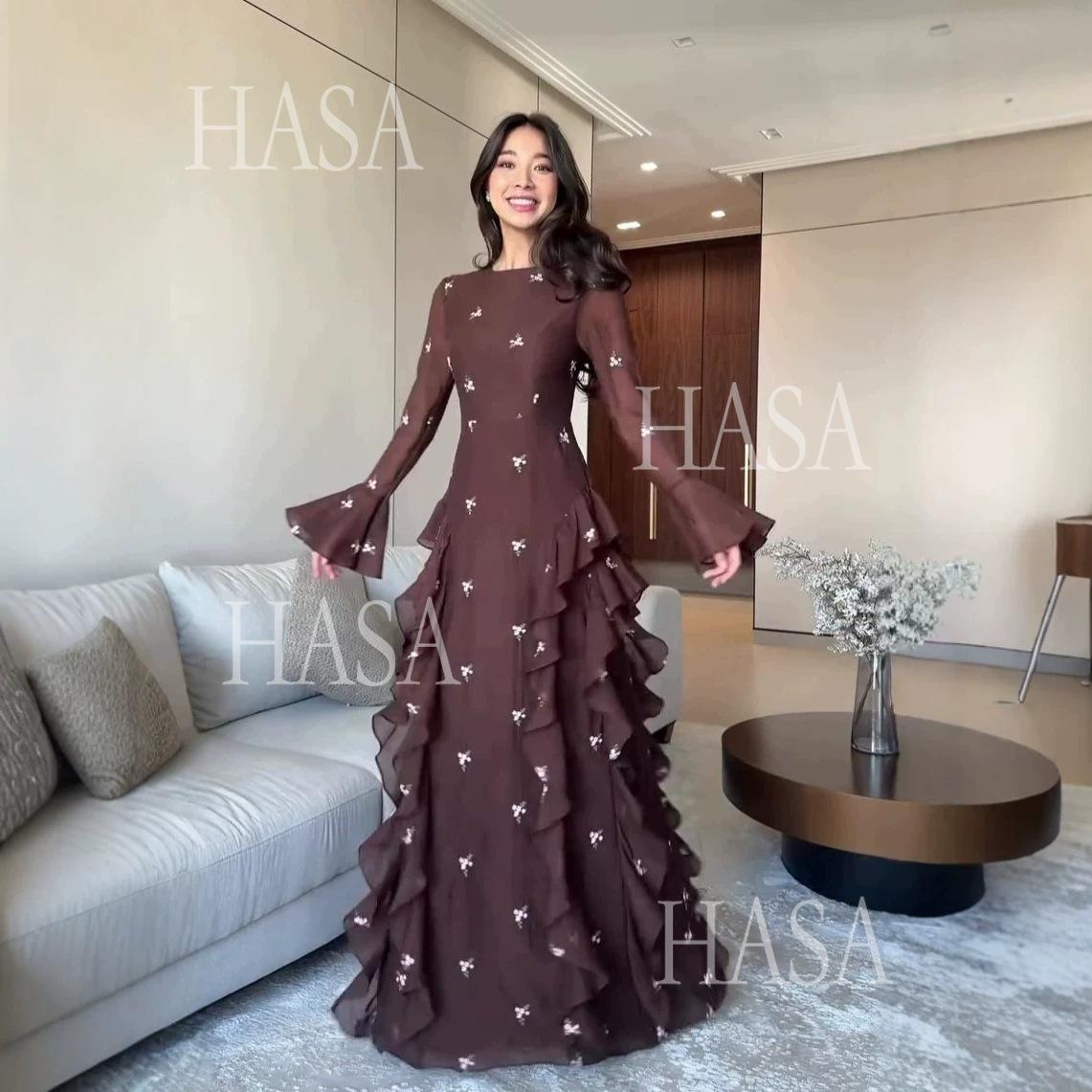 HASA HS6755 Soft Glam Layered Formal Dress