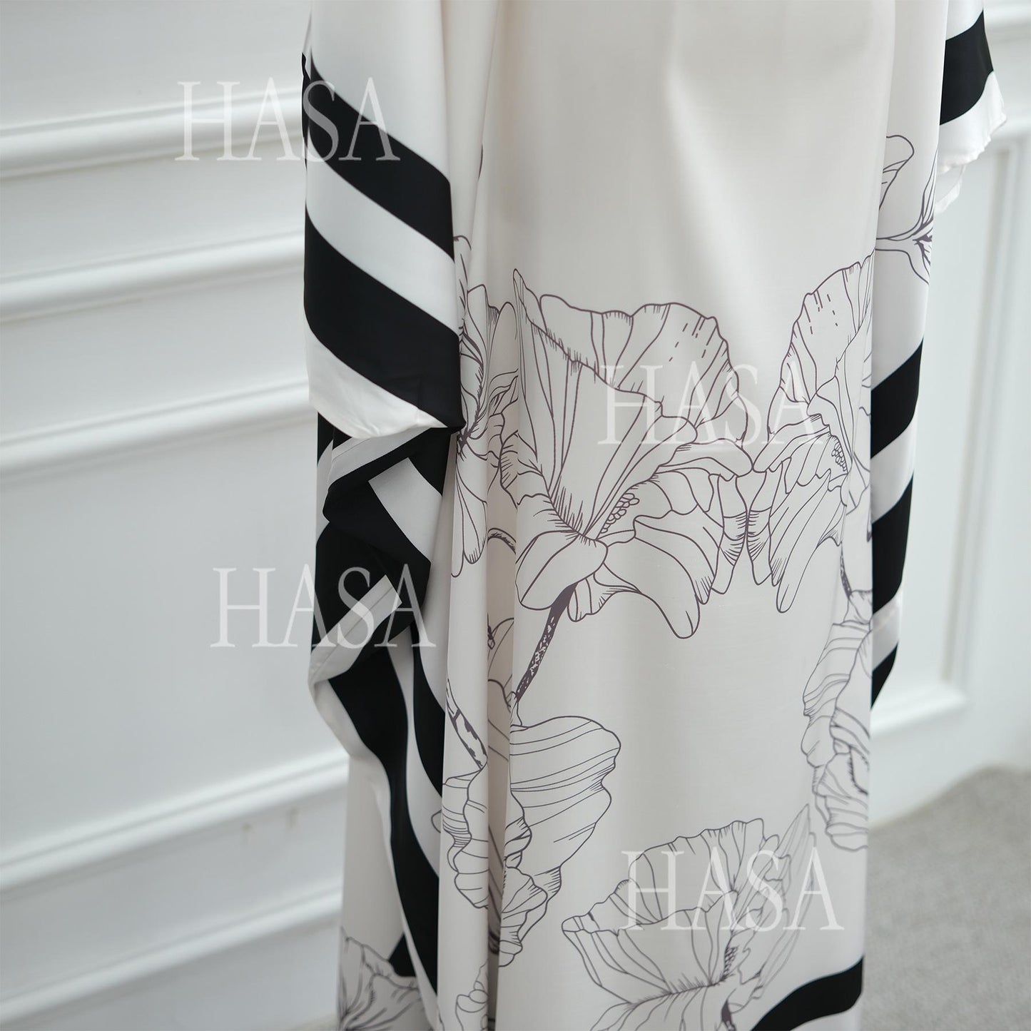 HS6556 Colorblock Print Cardigan Robe Dress