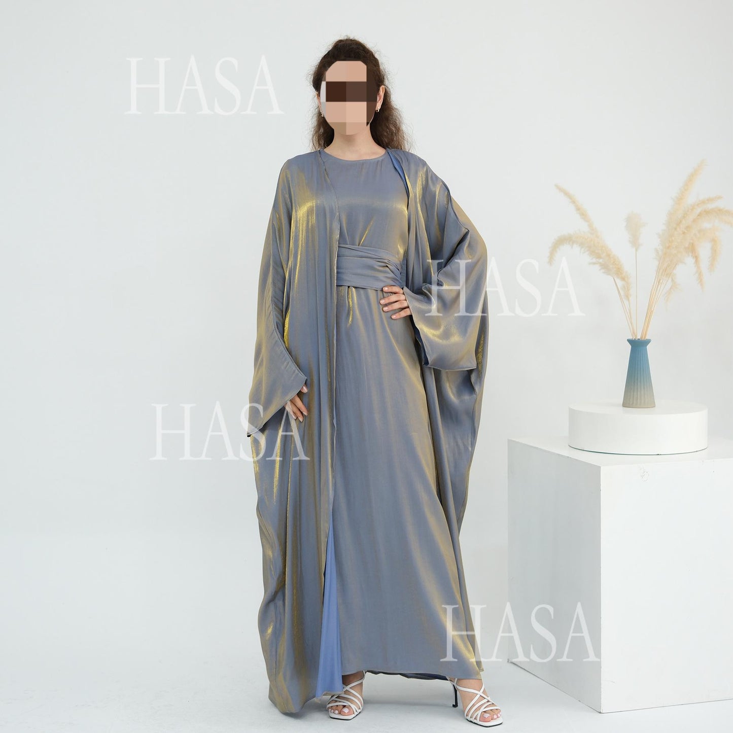 HS6530 Solid color simple two-piece long skirt suit