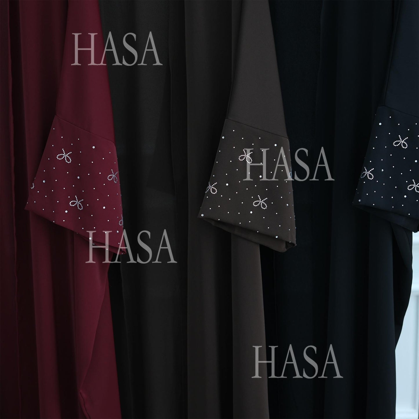 HS6492  Long-sleeved Robe with Bow and Beading