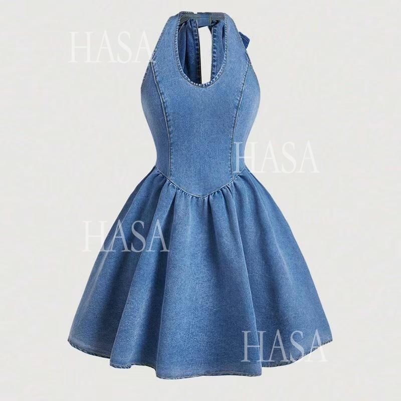 HASA HS6798 Flirty Denim Skater Dress for Every Occasion