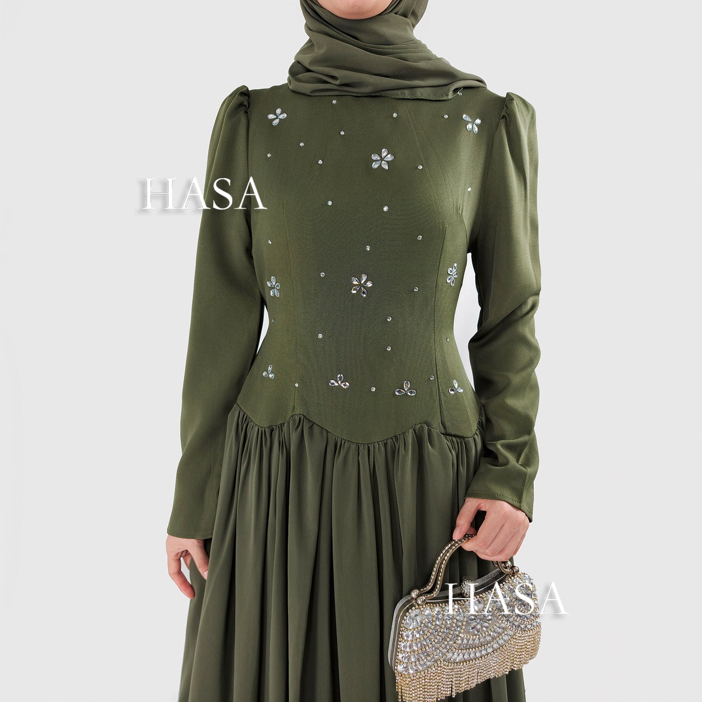 HS6750 Green Maxi Dress for Special Occasions
