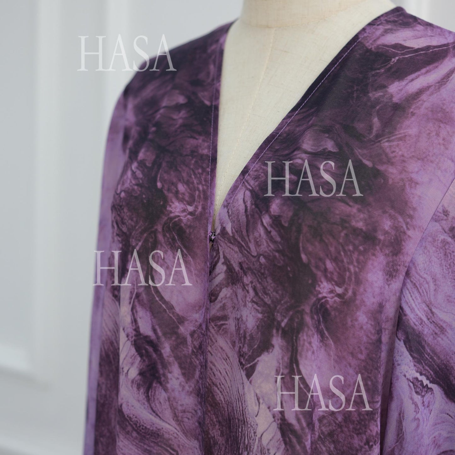 HS6551 Printed Abaya Cardigan with Matching Scarf Two-Piece Set
