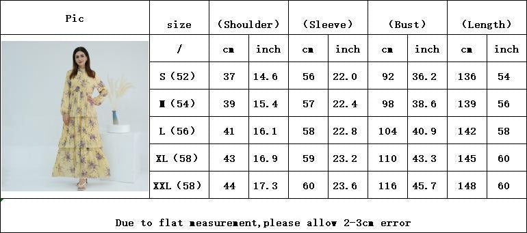 HS6500  Romantic Layered Print Long Dress