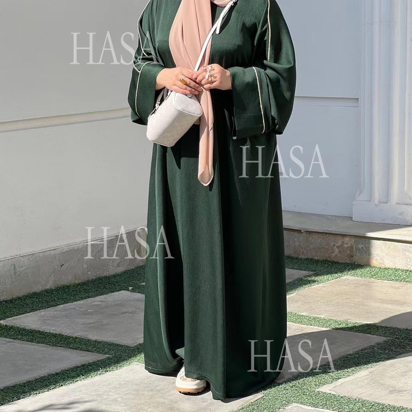 HS5876 Robe with Detailed Design and Gentle Texture for Daily Light Wear abayas