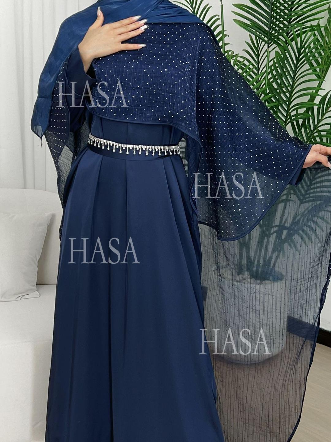 HASA's Series HS6573 Abaya Elegant Cape-style Long Dress