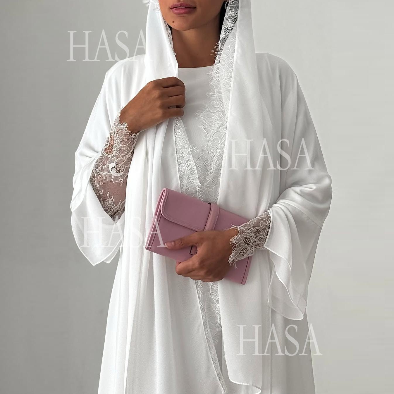 HASA HS6807 Chic Flowing Lace Detail Outerwear
