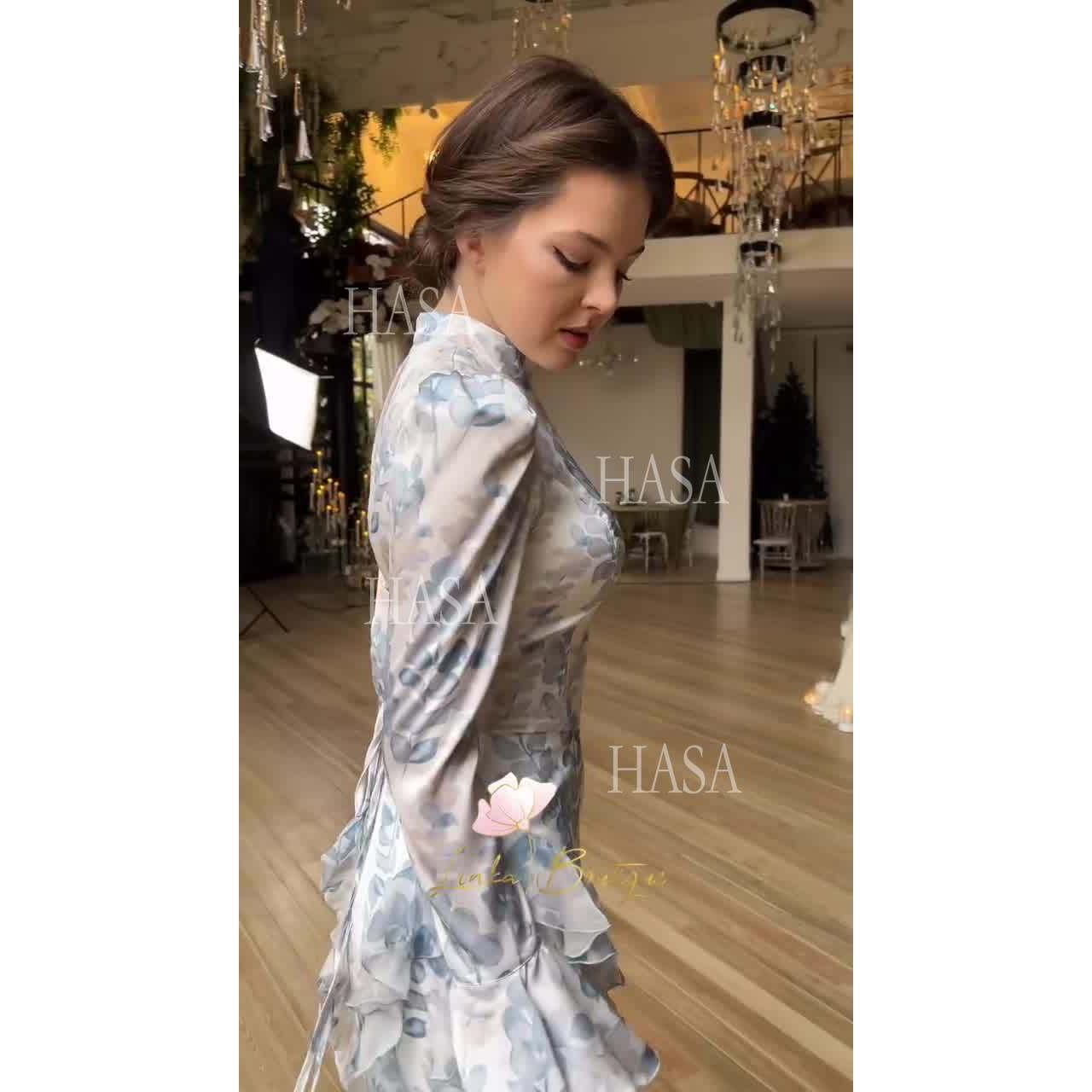 HS6735 Chic Feminine Maxi Dress with Elegant Floral Print