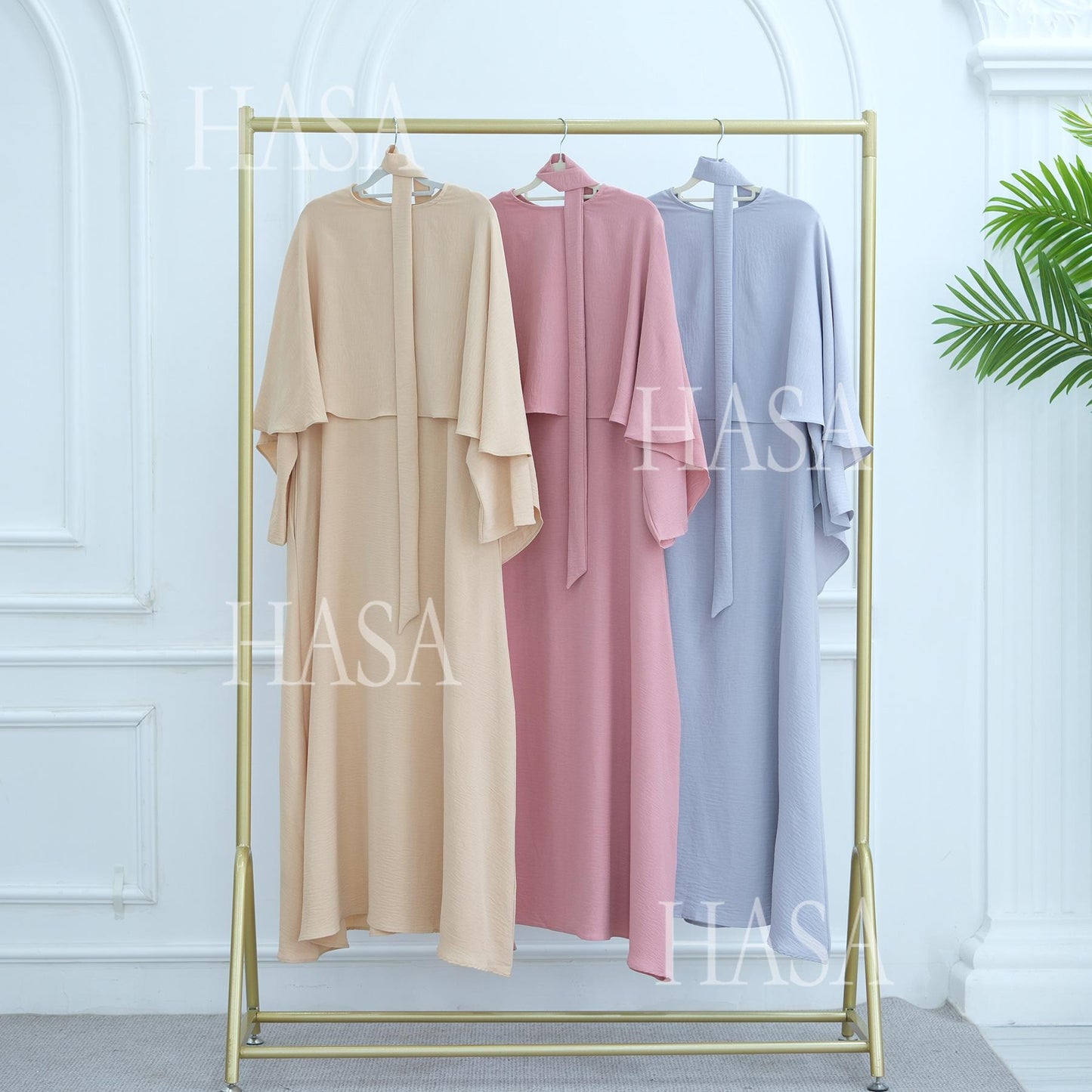 HS6532 Slim-fit waist cape robe two-piece set