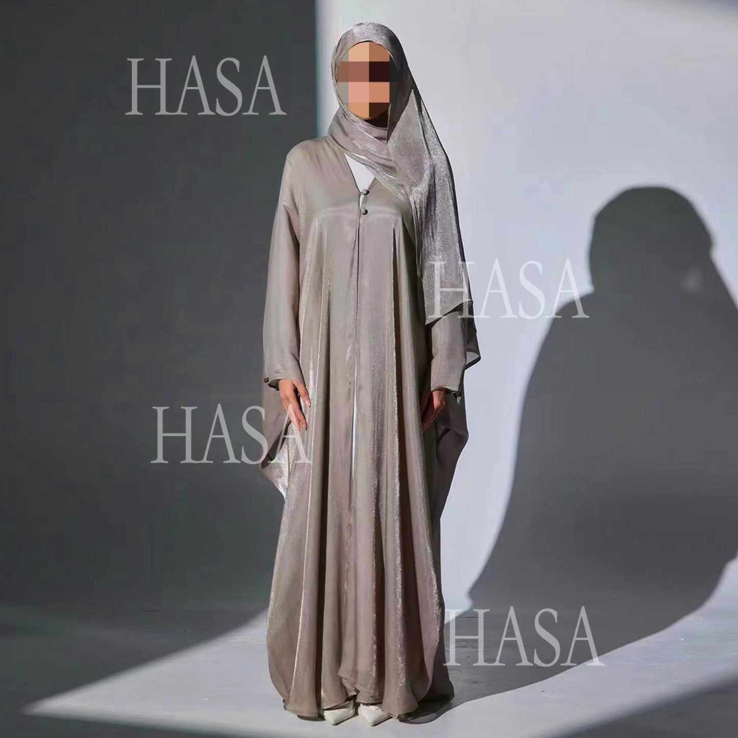 HS6534 Elegant Island Wrinkle Texture Solid Color Cardigan Robe