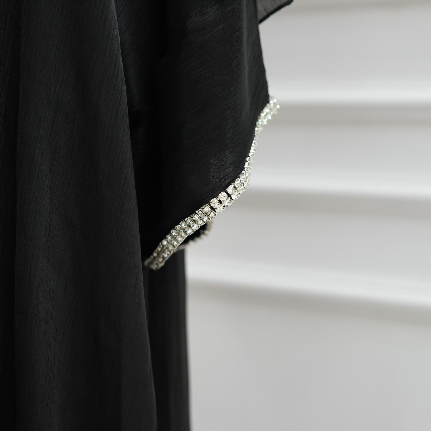 HS6553  Two-Piece Solid Abaya with Beaded Details and Matching Scarf Option