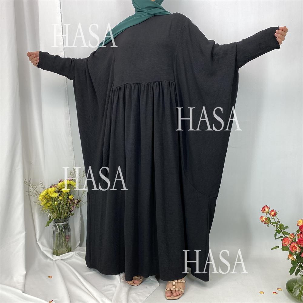 HS6586 Loose Turkish Pleated Dress, Fashionable Long Design