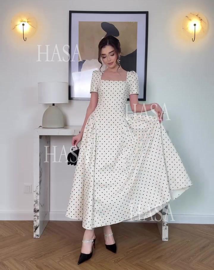 HASA HS6754 Soft Girl Polka Dot Maxi Dress