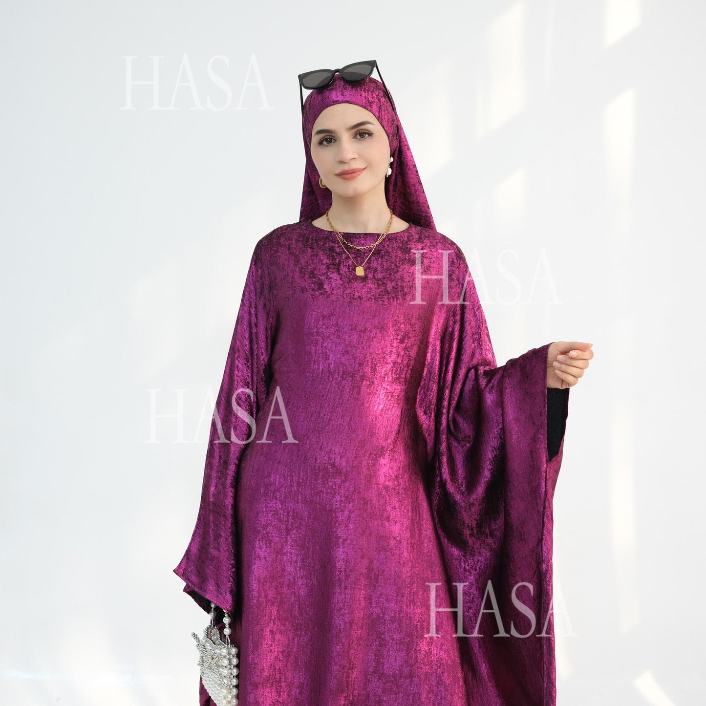HS5879 Light-sensing Two-piece Dress | with Headscarf Design, The Overall Matching Is More Worry-free
