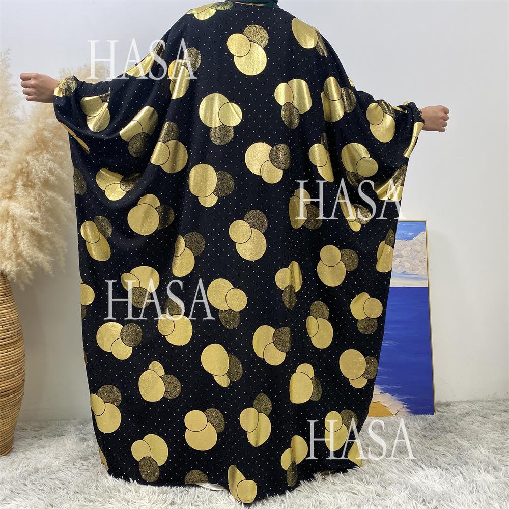 HS6587 Gilded Pattern Cardigan Robe with Bat Sleeves and Loose Flowing Design
