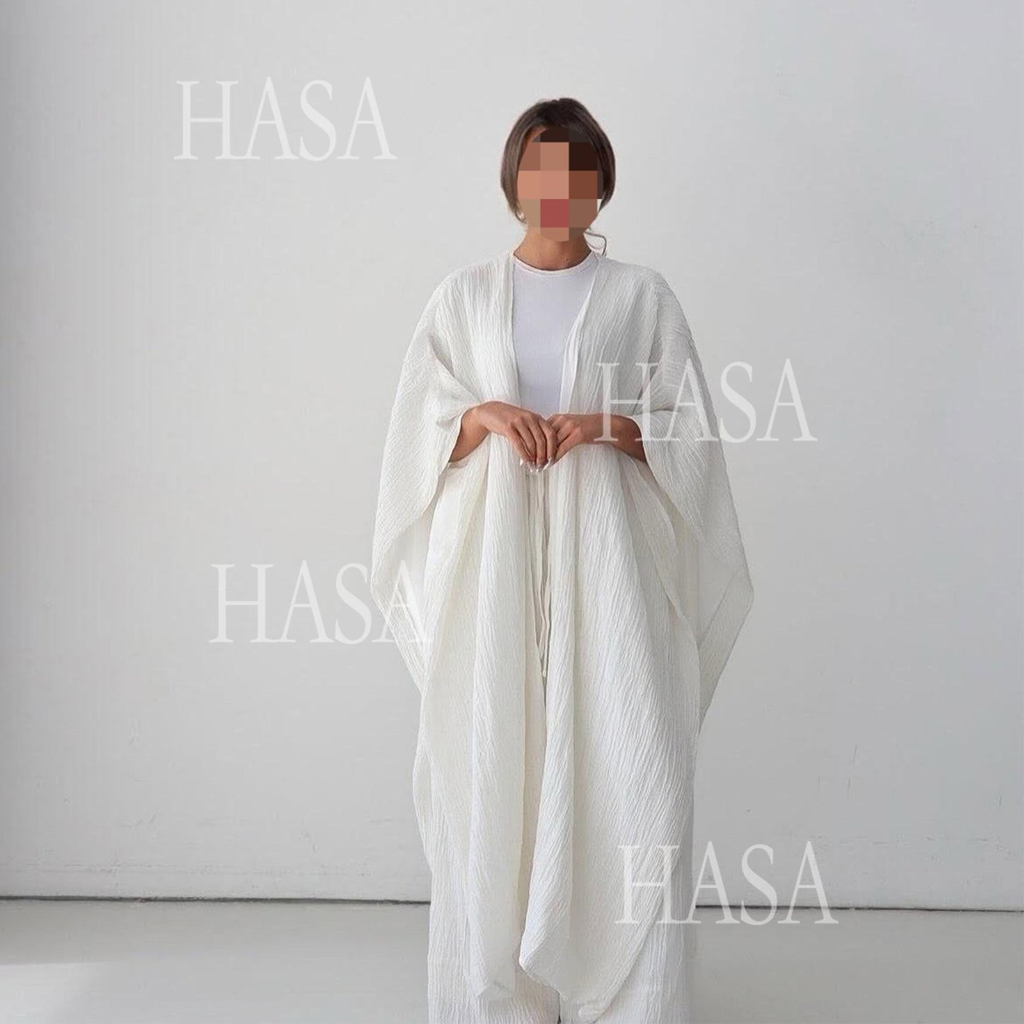 HS6486 Simple Cardigan with Wide-leg Pants, Solid Color Daily Two-piece Suit