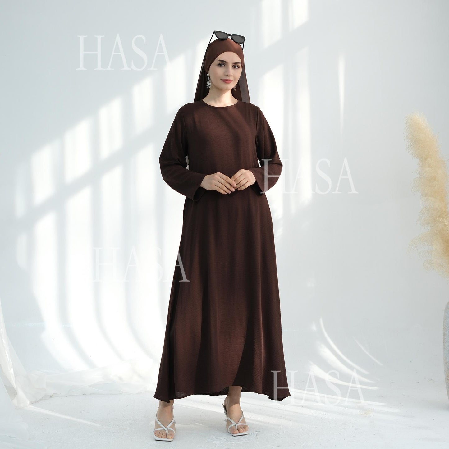 HS6513 Double-layered sleeve chiffon cardigan two-piece robe abaya (headscarf not included)