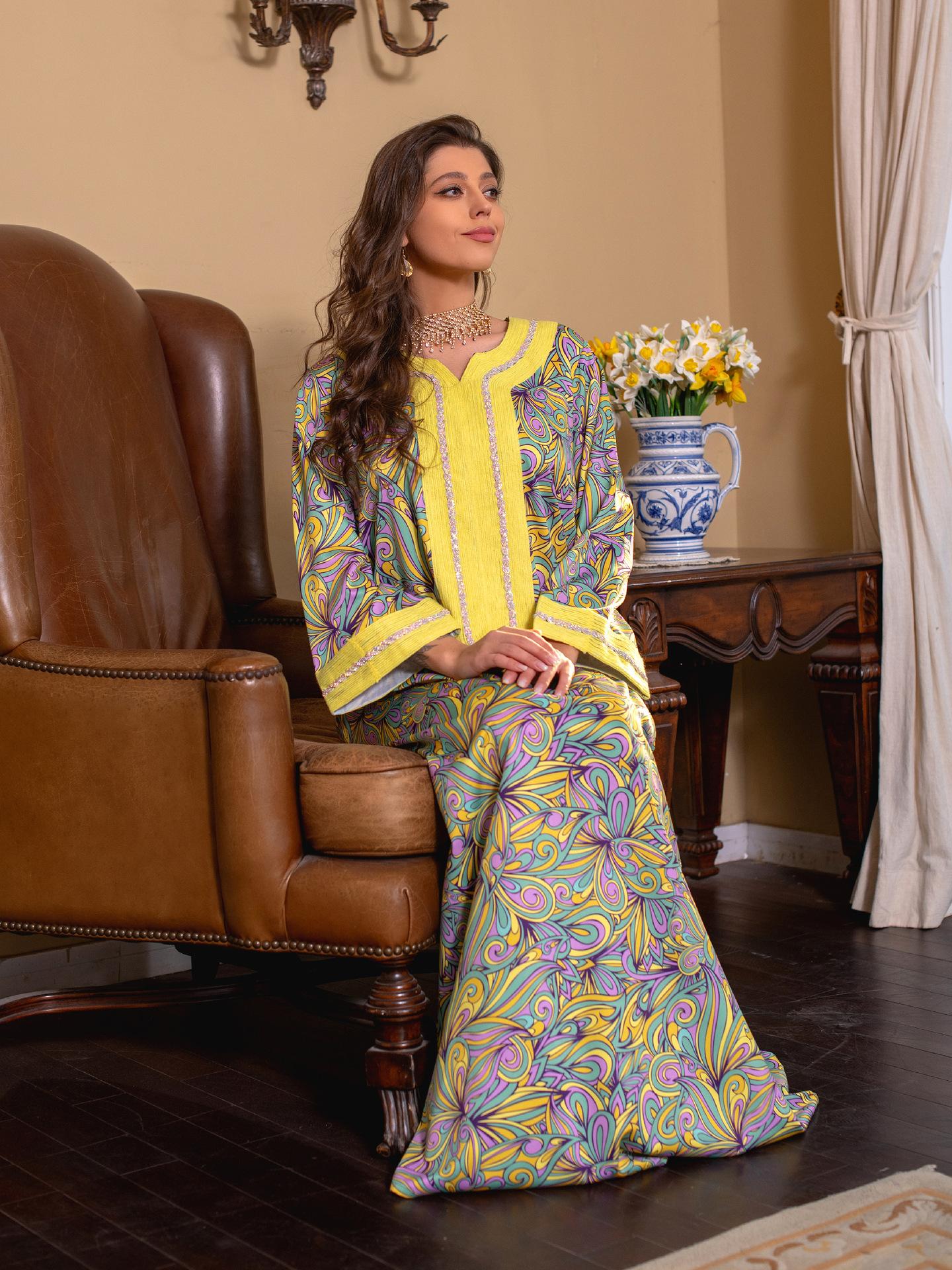 Robe musulmane brodée à diamants chauds HASASERIES HS1074
