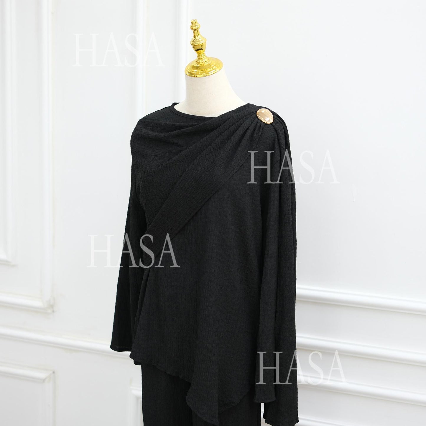 HS6568 Solid Color Design Top + Pants Two-piece Set for Daily Personality Wear