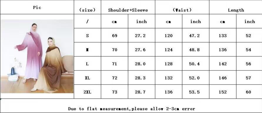 HS6617 Gradient Color Long Cardigan Two-Piece Set (Including Headscarf)