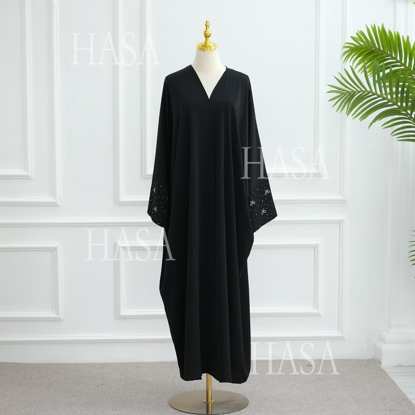 HS6492  Long-sleeved Robe with Bow and Beading