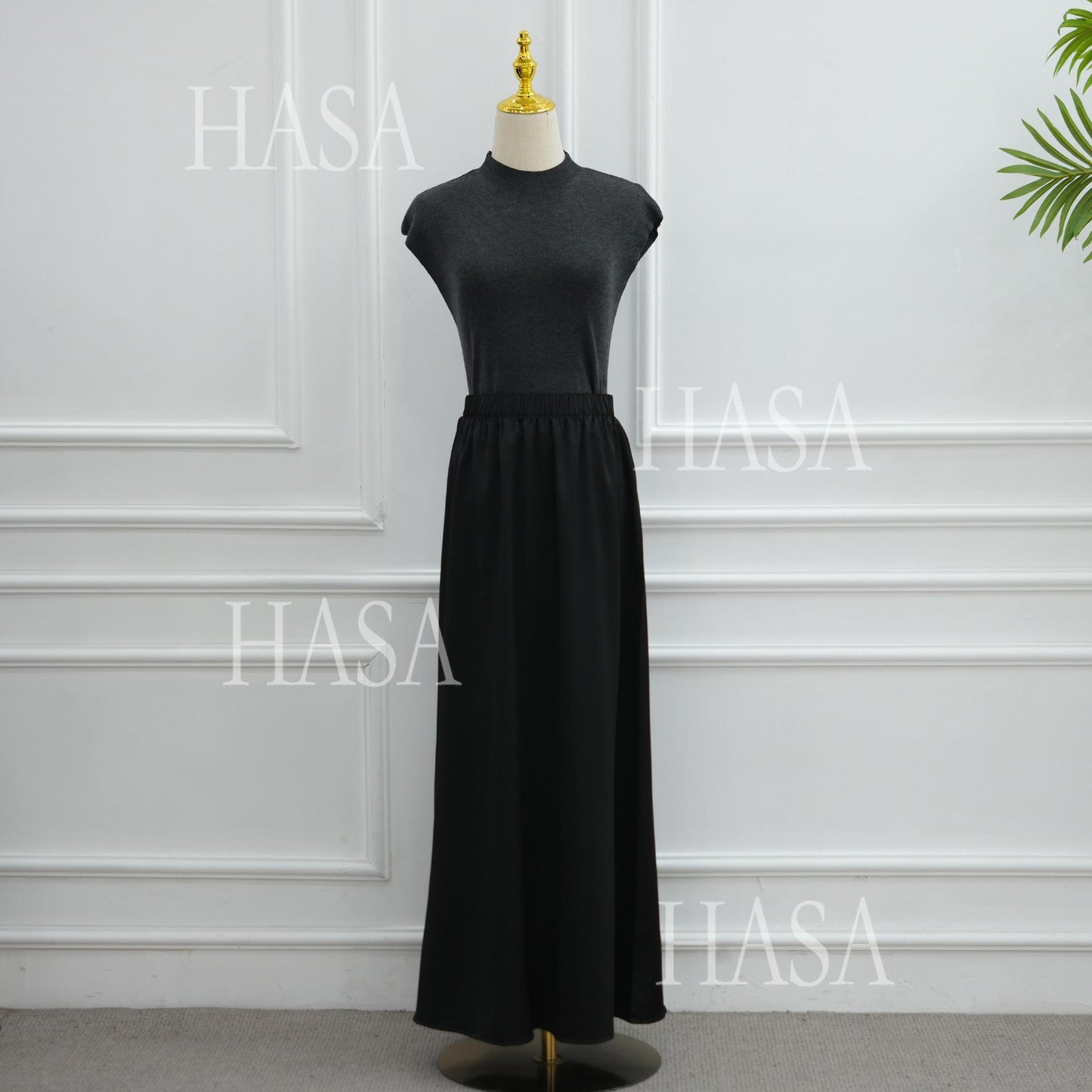 HASA HS6784 Soft Luxury Asymmetric Modest Top with Lace Detail