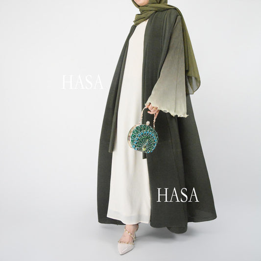 HASA's series HS6360 Summer Ombré Gradient Abaya with Pleats and Fluted Bell Cuffs