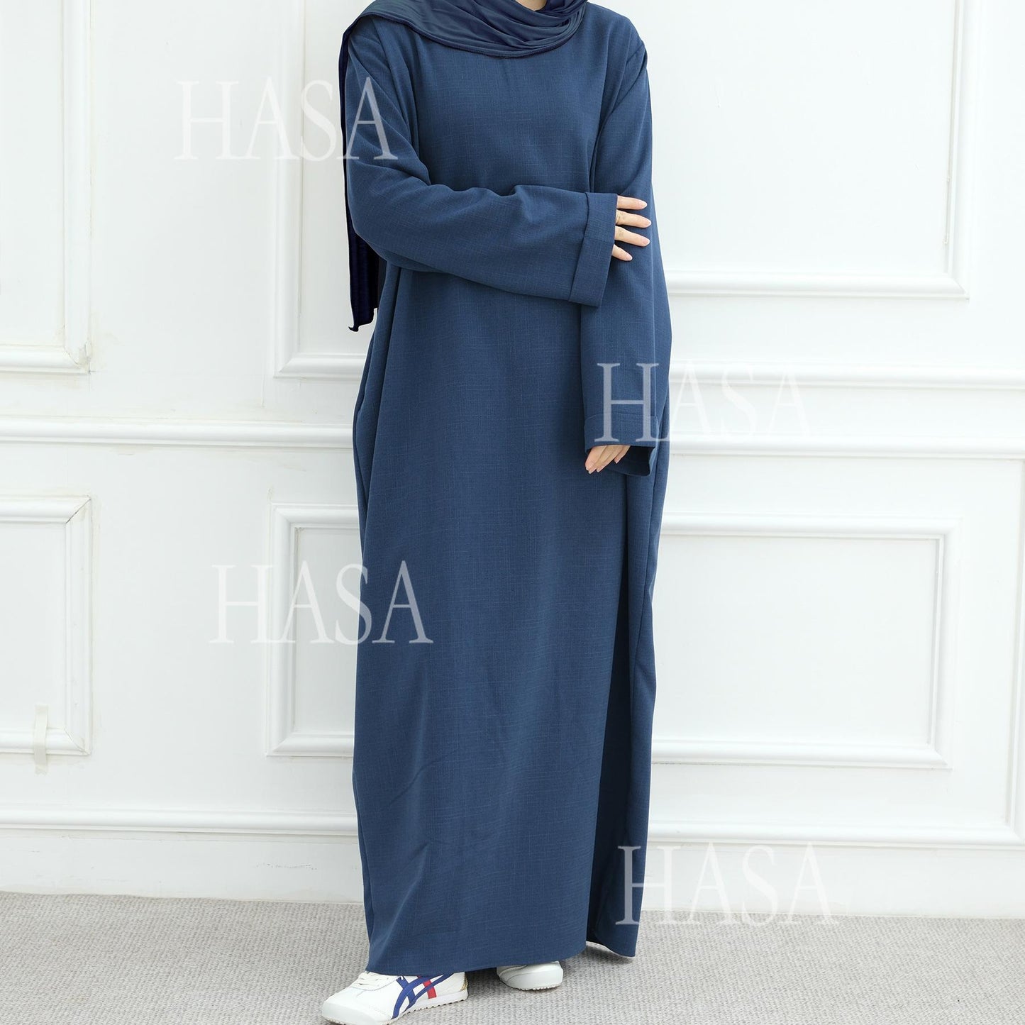 HS6577 Women's Solid Color Two-piece Long Skirt with Shawl Abaya