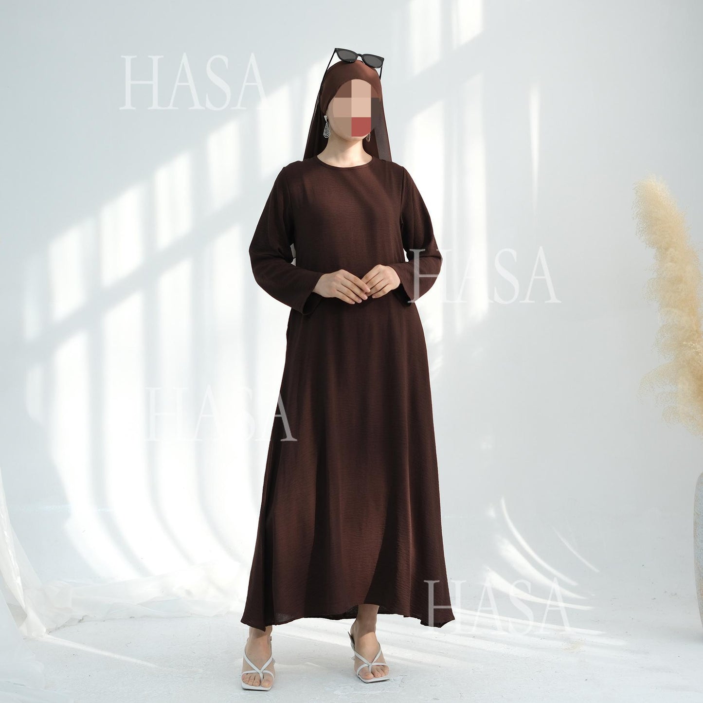 HS6513 Double-layered sleeve chiffon cardigan two-piece robe abaya (headscarf not included)