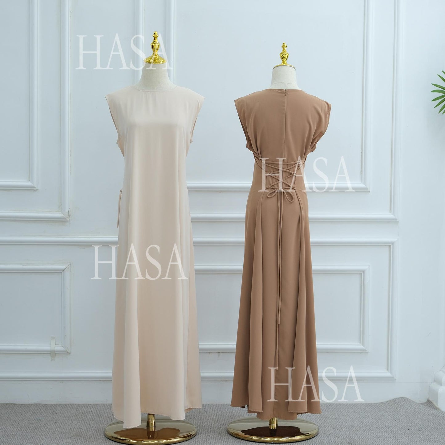 HS6470 Sleeveless Long Dress with Adjustable Back Lacing