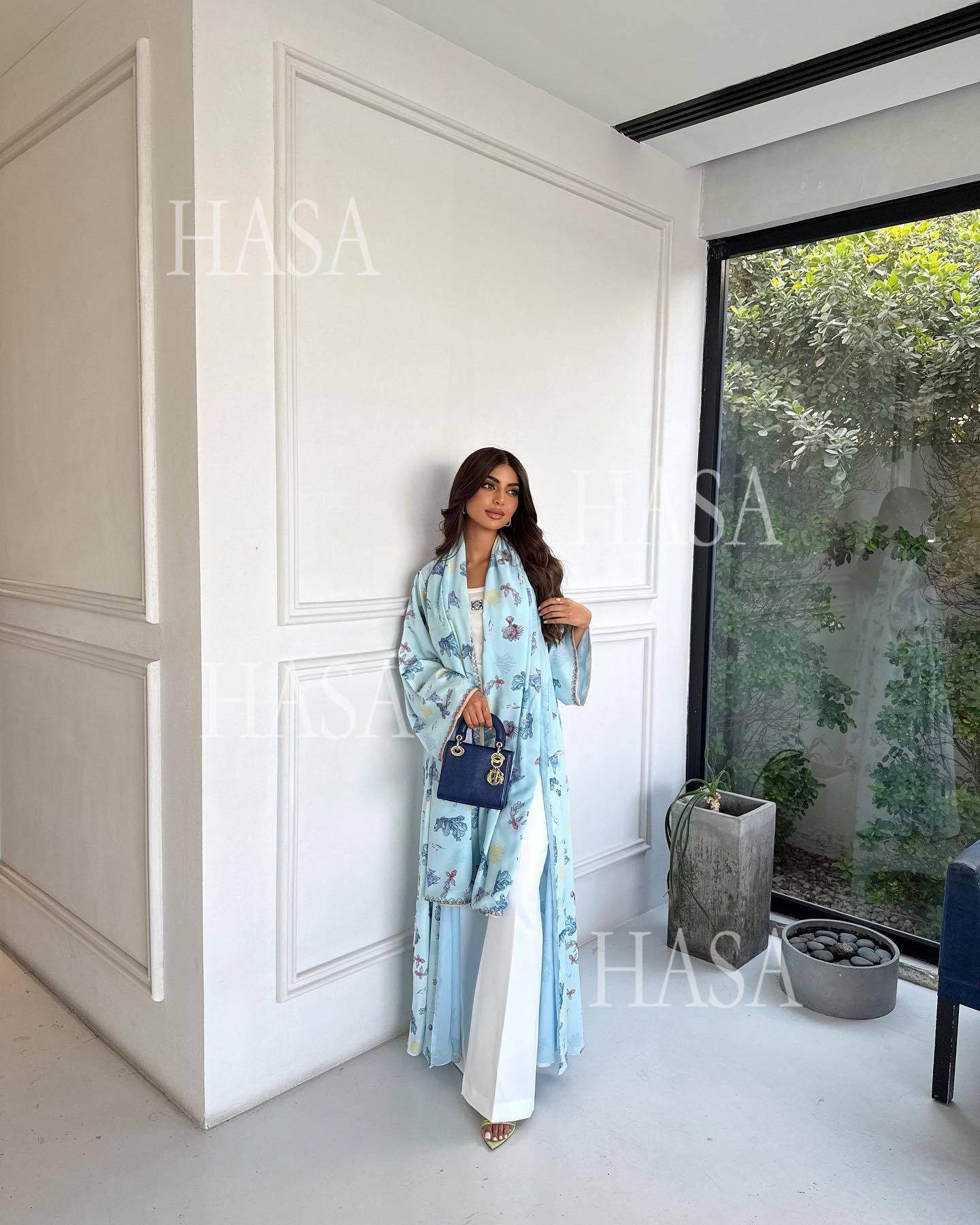 HASA HS6808 Modest Floral Maxi Abaya Cardigan