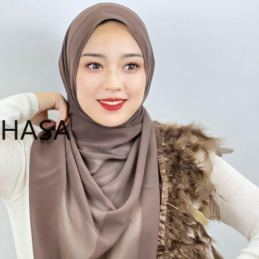 HASA HS1240 Elegant Solid Color Headscarf with Spinning Ostrich Hair