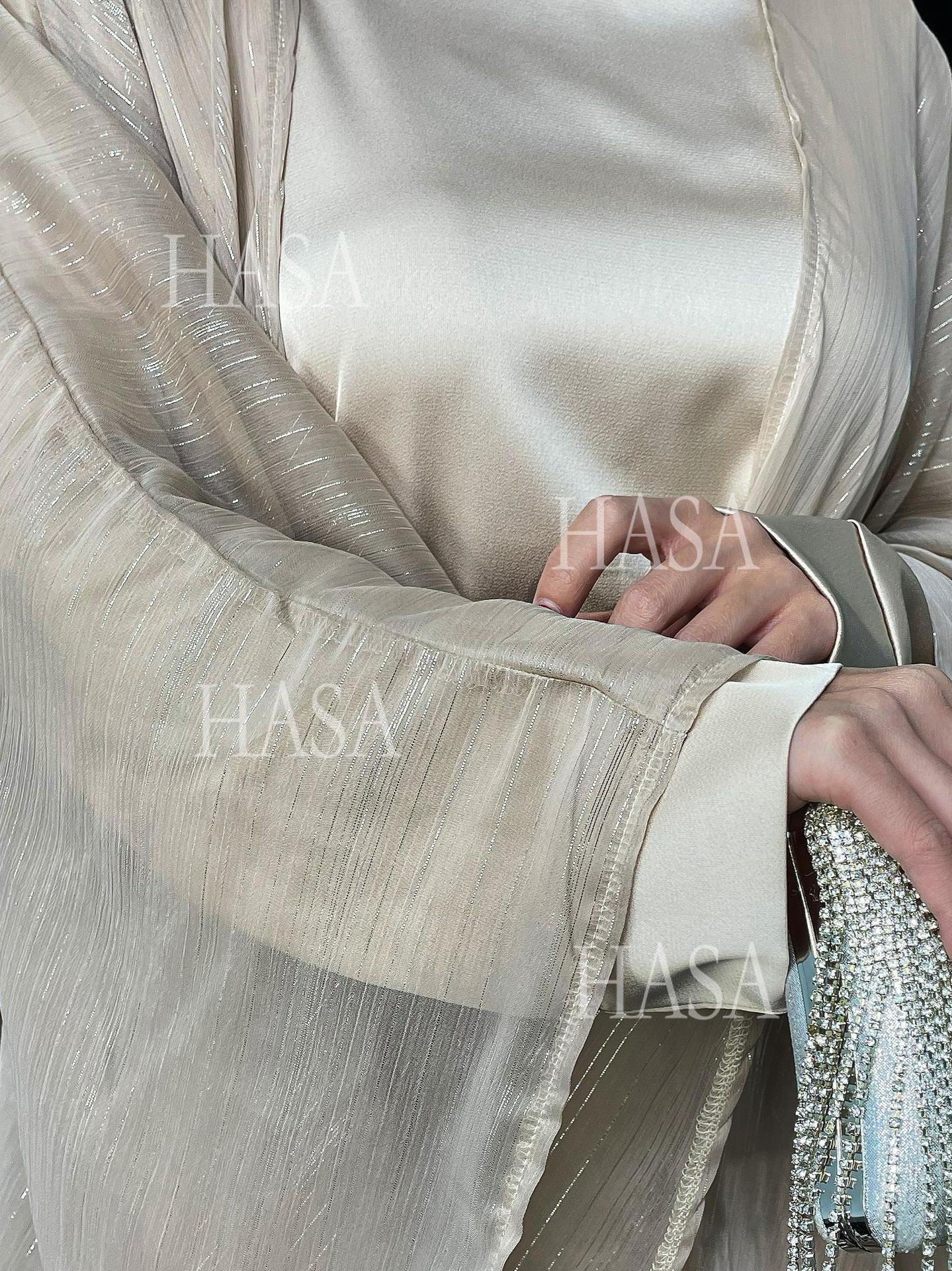 HS6571 Gold embellished long Abaya skirt set