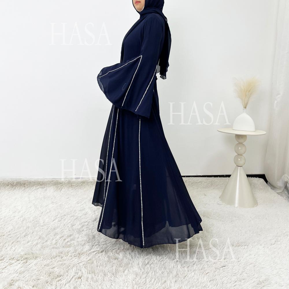 HS6497 Solid Color Light Luxury Chiffon Long Skirt Suit