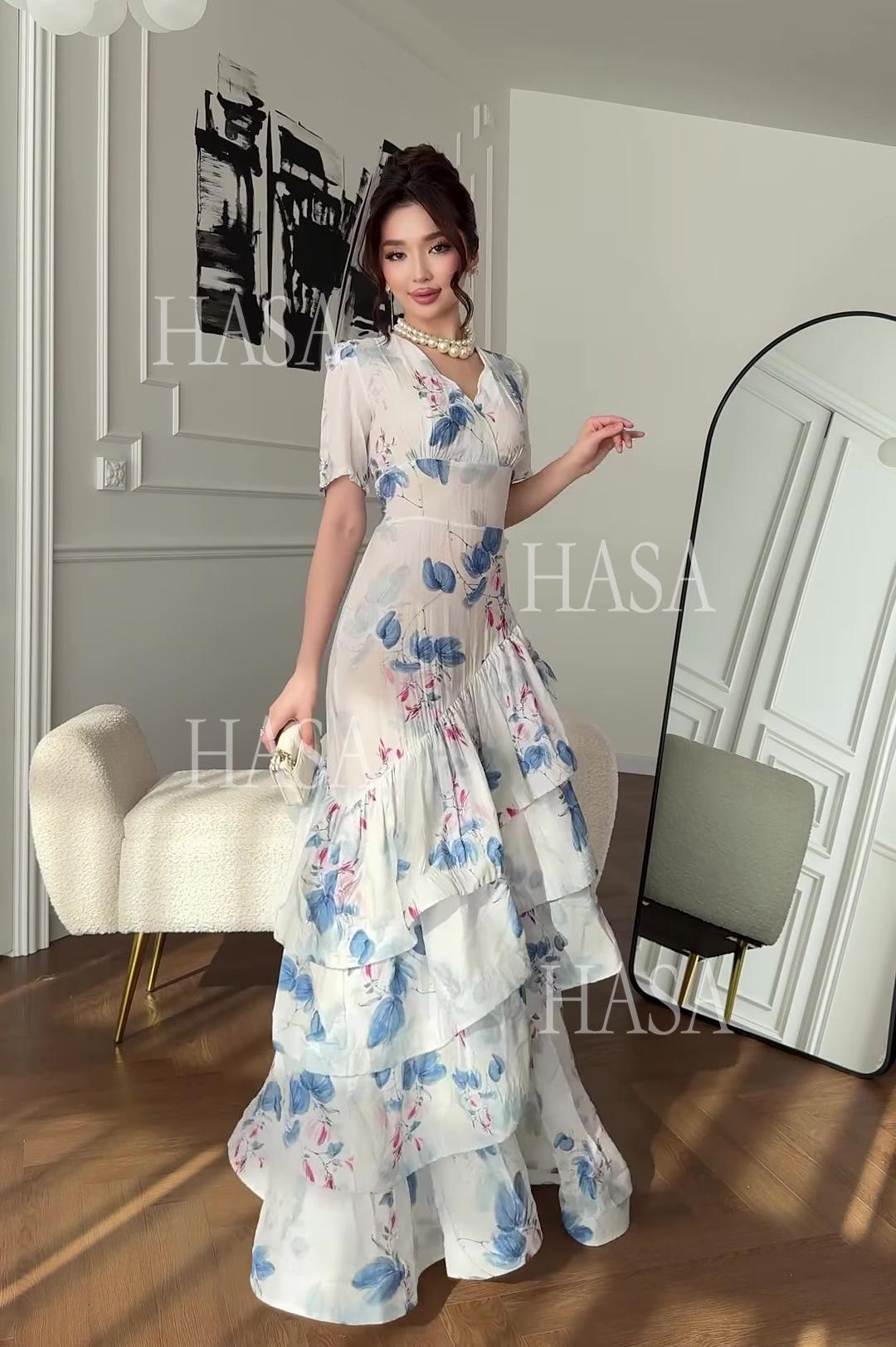 HS6747 Soft Girl Inspired Flowing Maxi Dress