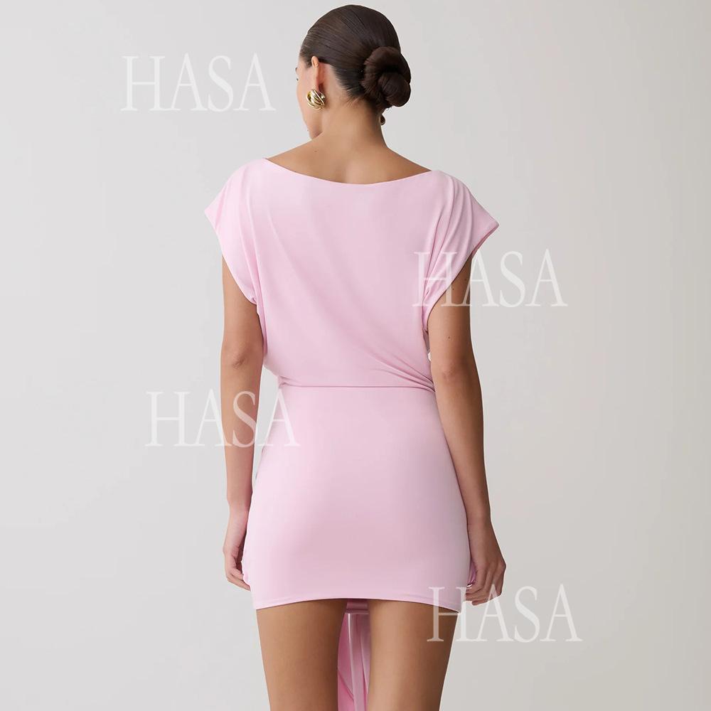 HASA HS6770 Minimal Chic Short Sleeve Mini Dress